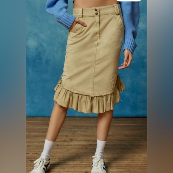 BDG Reece Ruffle Midi Skirt NWT - Picture 1 of 8